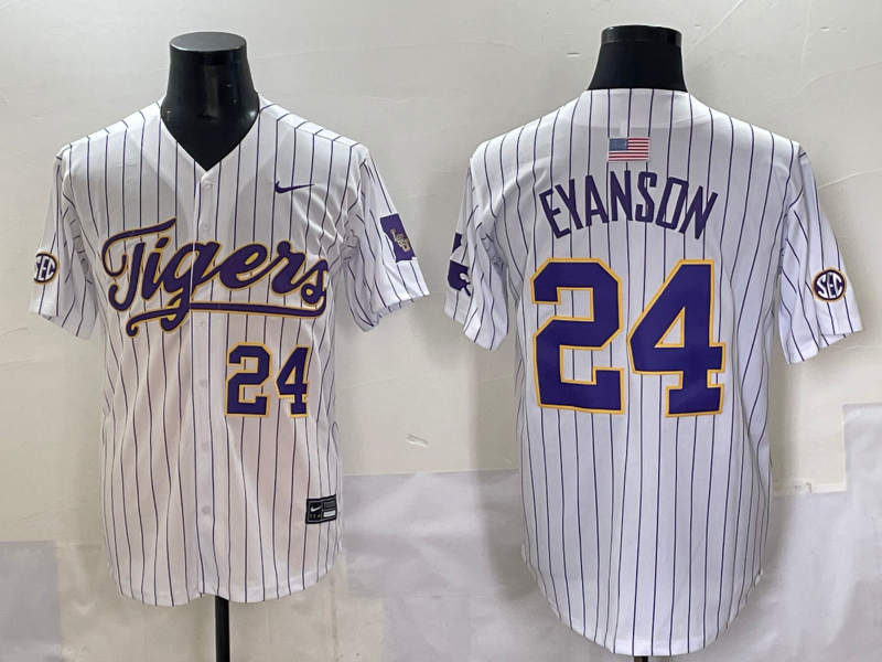 Men's LSU Tigers Anthony Eyanson #24 White Jersey